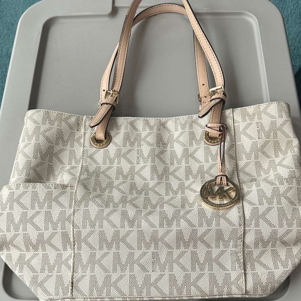 Michael Kors Cream and Tan Signature Tote